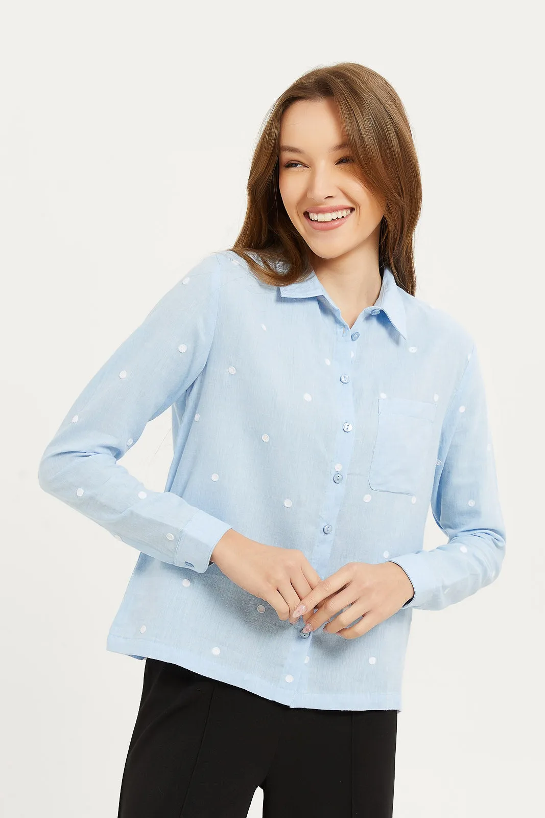 Women Blue Shirt Top
